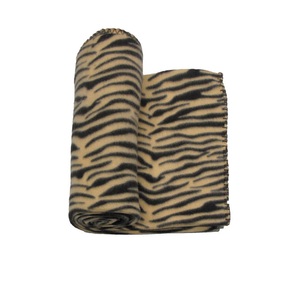 Safari Animal Print Polar Fleece Throw Rug 127 x 152 cm Tiger - NuSea