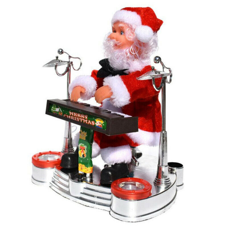 Santa Claus Playing Ornament Piano Doll Musical Electric Toy Xmas Christmas Gift - NuSea