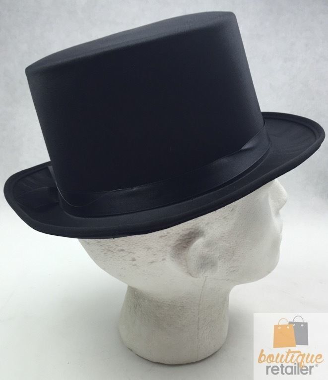 SATIN TOP HAT Costume Party Cap Fancy Dress Trilby Fedora One Size - Black - NuSea