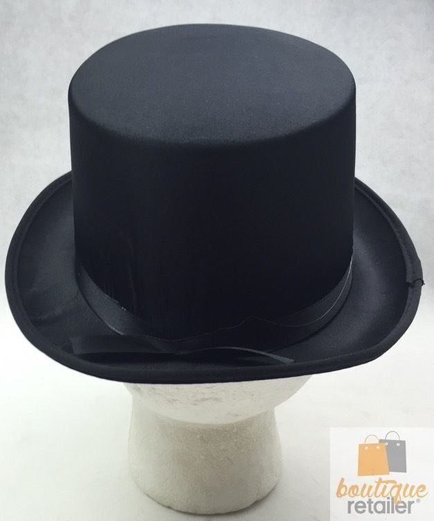 SATIN TOP HAT Costume Party Cap Fancy Dress Trilby Fedora One Size - Black - NuSea