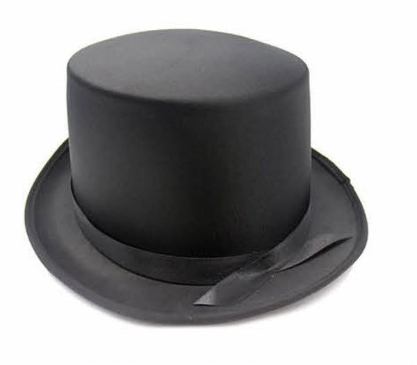 SATIN TOP HAT Costume Party Cap Fancy Dress Trilby Fedora One Size - Black - NuSea