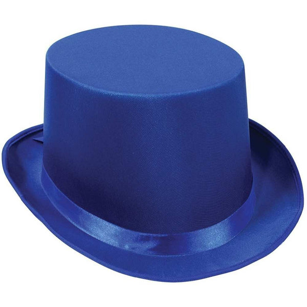 SATIN TOP HAT Costume Party Cap Fancy Dress Trilby Fedora One Size - Blue - NuSea