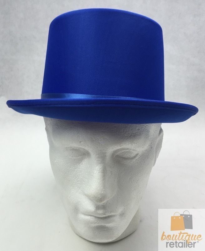 SATIN TOP HAT Costume Party Cap Fancy Dress Trilby Fedora One Size - Blue - NuSea