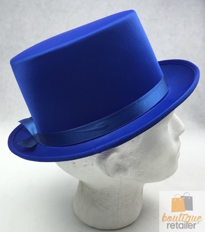 SATIN TOP HAT Costume Party Cap Fancy Dress Trilby Fedora One Size - Blue - NuSea