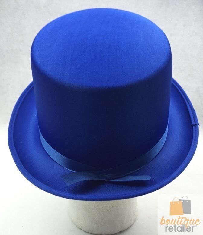 SATIN TOP HAT Costume Party Cap Fancy Dress Trilby Fedora One Size - Blue - NuSea