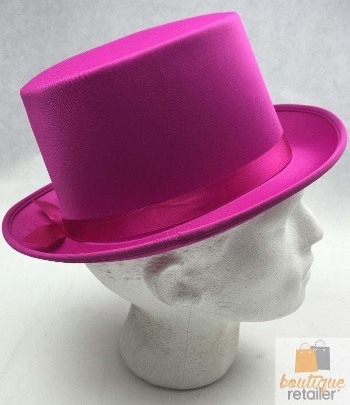 SATIN TOP HAT Costume Party Cap Fancy Dress Trilby Fedora One Size - Hot Pink - NuSea