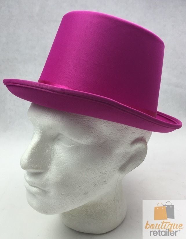 SATIN TOP HAT Costume Party Cap Fancy Dress Trilby Fedora One Size - Hot Pink - NuSea