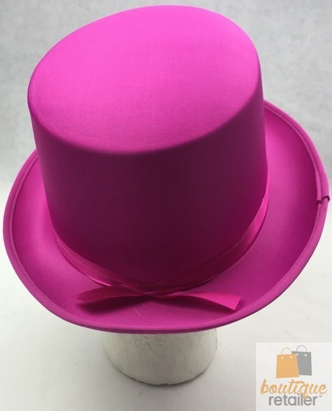 SATIN TOP HAT Costume Party Cap Fancy Dress Trilby Fedora One Size - Hot Pink - NuSea