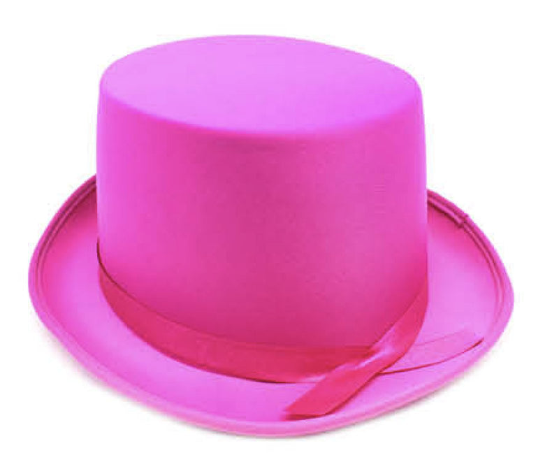 SATIN TOP HAT Costume Party Cap Fancy Dress Trilby Fedora One Size - Hot Pink - NuSea