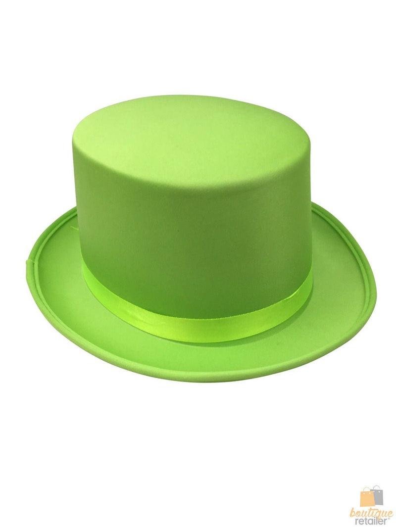 SATIN TOP HAT Costume Party Cap Fancy Dress Trilby Fedora One Size - Light Green - NuSea