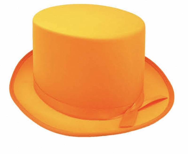 SATIN TOP HAT Costume Party Cap Fancy Dress Trilby Fedora One Size - Orange - NuSea