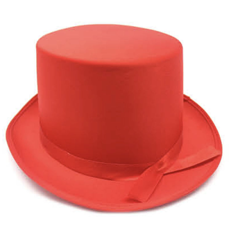 SATIN TOP HAT Costume Party Cap Fancy Dress Trilby Fedora One Size - Red - NuSea