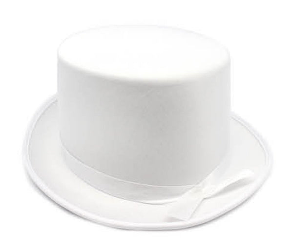 SATIN TOP HAT Costume Party Cap Fancy Dress Trilby Fedora One Size - White - NuSea