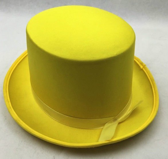 SATIN TOP HAT Costume Party Cap Fancy Dress Trilby Fedora One Size - Yellow - NuSea