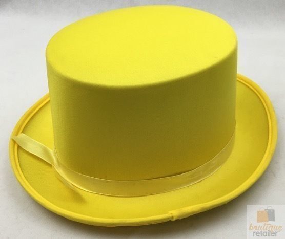 SATIN TOP HAT Costume Party Cap Fancy Dress Trilby Fedora One Size - Yellow - NuSea