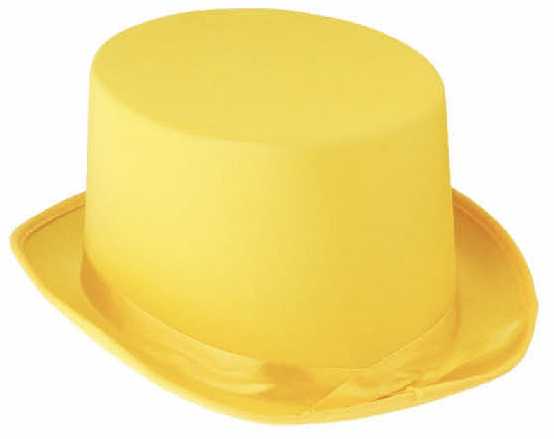 SATIN TOP HAT Costume Party Cap Fancy Dress Trilby Fedora One Size - Yellow - NuSea