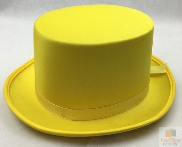 SATIN TOP HAT Costume Party Cap Fancy Dress Trilby Fedora One Size - Yellow - NuSea