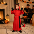 Kids’ Red Devil Robe Costume – Hood, Tunic & Tail lifestyle image