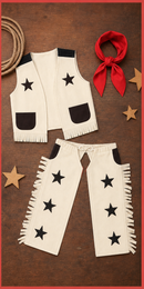 Kids’ Cowboy Costume – Vest, Chaps & Neck Scarf lifestyle image