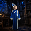 Kids’ Blue Wizard Costume – Tunic & Pointed Hat lifestyle image
