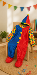 Kids’ Blue & Red Clown Costume – Jumpsuit & Hat lifestyle image