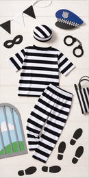 Kids’ Black & White Prisoner Costume lifestyle image