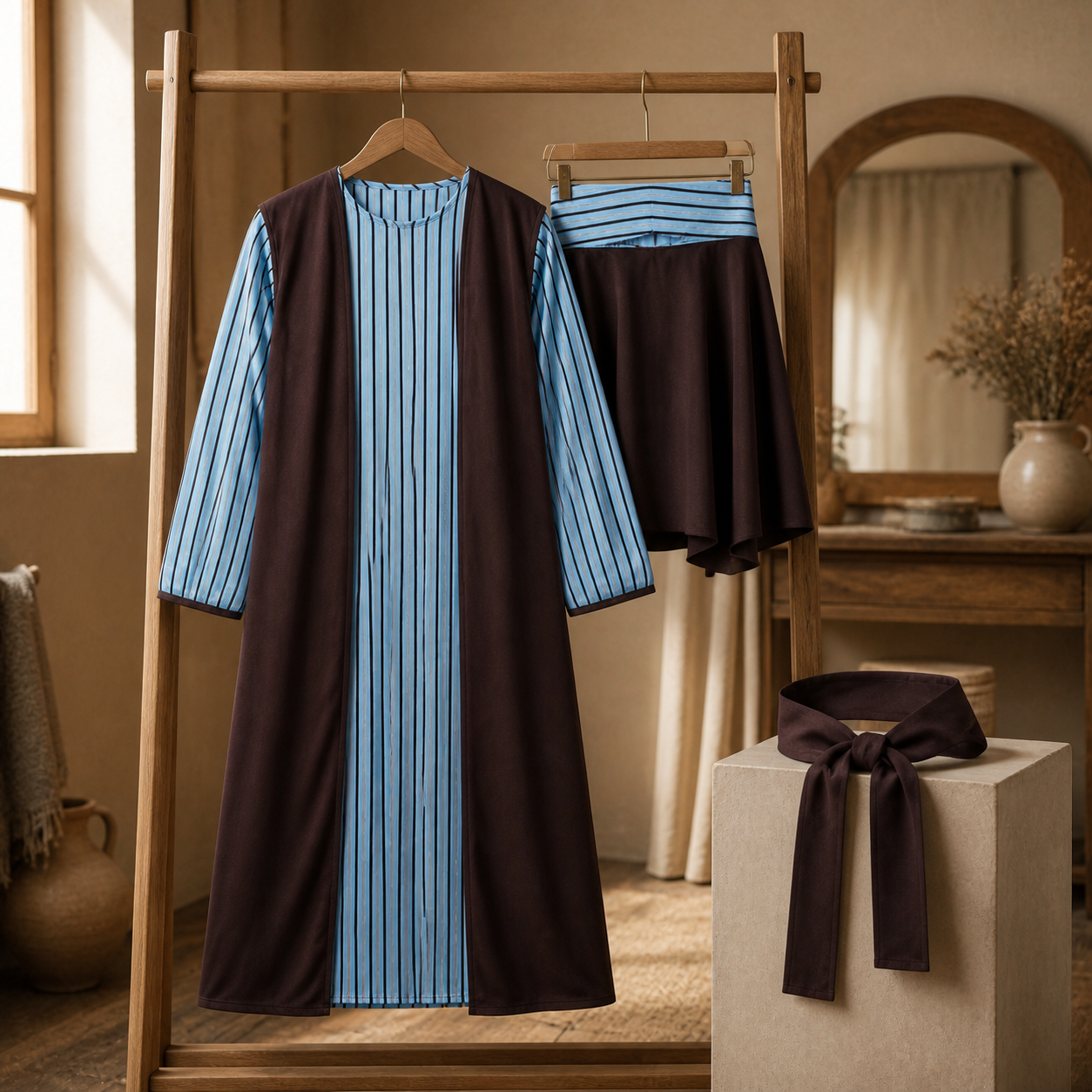 Kids’ Blue Shepherd Costume – Tunic, Belt & Headpiece lifestyle image