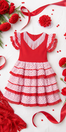 Kids’ Spanish Dancer Costume – Ruffle Dress & Flower lifestyle image