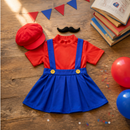 Kids’ Red Plumber Girl Costume – Dress, Hat & Moustache lifestyle image