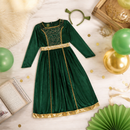 Kids’ Green Ogre Princess Costume – Dress & Ear Headband lifestyle image