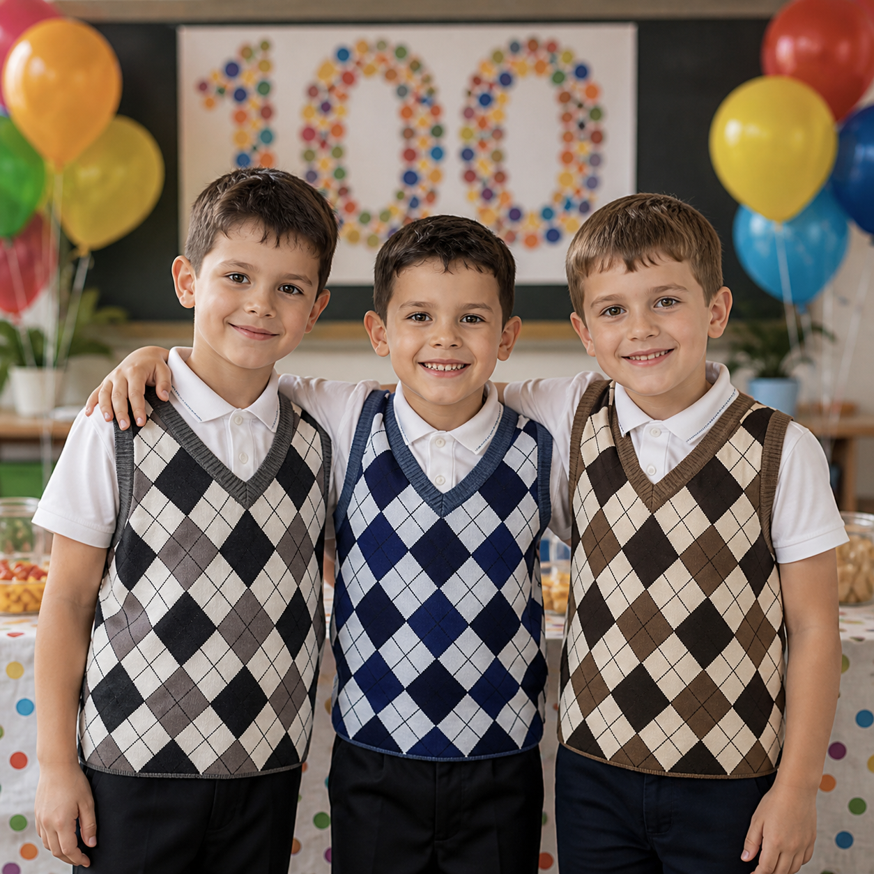 Kids’ Plaid Sweater Vest – Three Colour Options lifestyle image