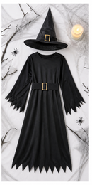 Kids’ Classic Black Witch Costume – Dress & Hat lifestyle image
