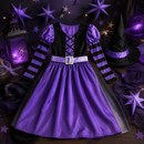 Kids’ Purple Witch Costume – Dress & Pointed Hat lifestyle image