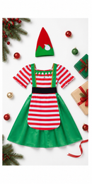 Kids’ Christmas Elf Girl Costume – Dress & Hat lifestyle image