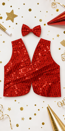 Kids’ Red Sequin Bow Tie & Vest Set lifestyle image