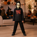 Kids’ Black Hooded Reaper Top & Skull Mask lifestyle image