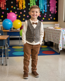 Kids’ Brown Grandpa Costume – Vest-Look Top & Pants lifestyle image