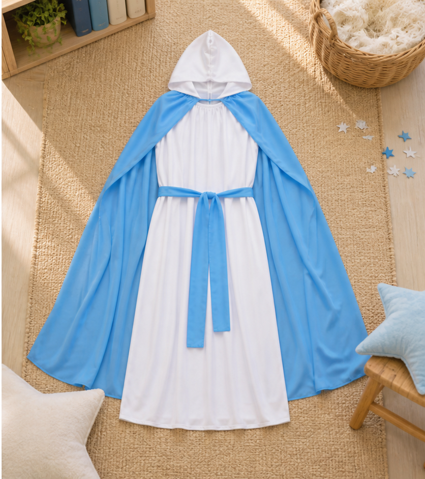 Kids’ Mary Costume – Robe, Headpiece & Waist Tie lifestyle image