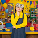 Kids’ Worker Girl Costume – Yellow Hat, Goggles & Dress lifestyle image