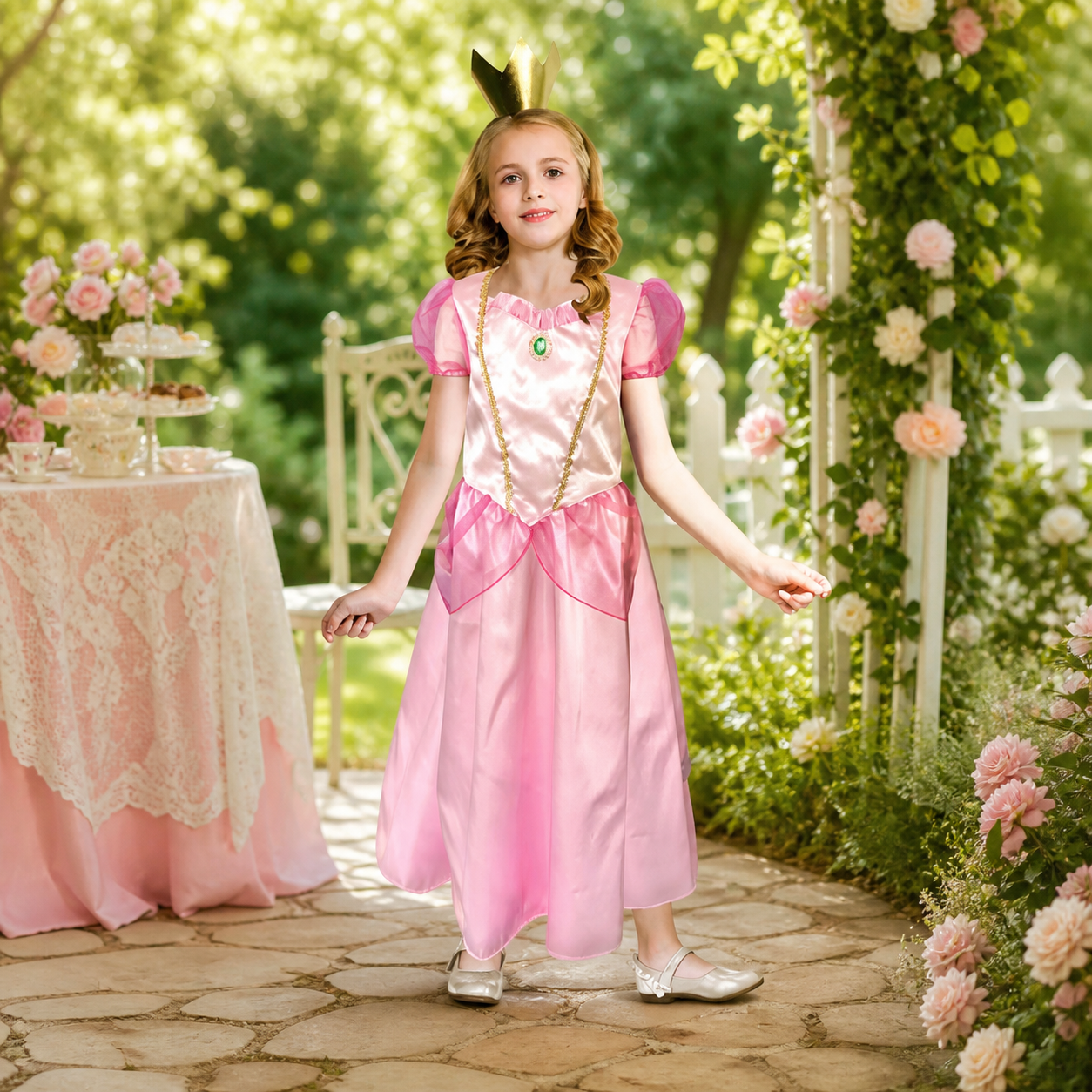 Kids’ Pink Princess Costume – Dress & Crown lifestyle image