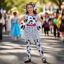 Kids’ Dalmatian Girl Costume – Spotted Jumpsuit & Accessories lifestyle image