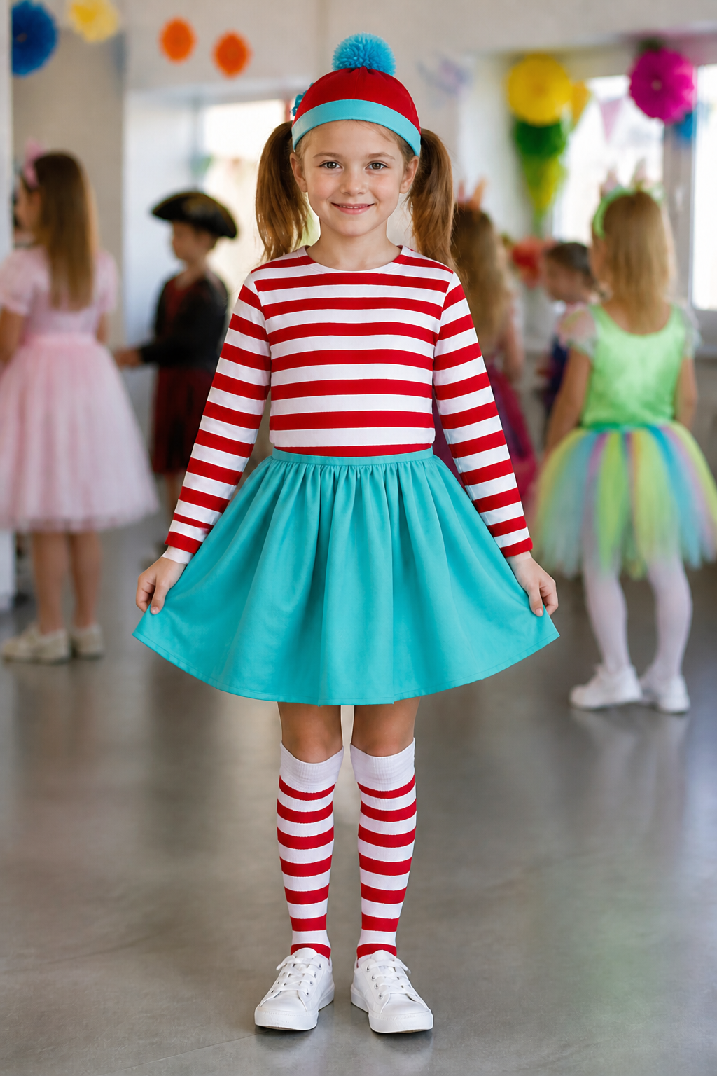 Kids’ Red & White Striped Girl Costume Set lifestyle image