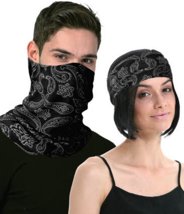 Seamless Tube Bandana Head Scarf Face Cover Mask Pattern Mask Neck Gaiter - Black - NuSea