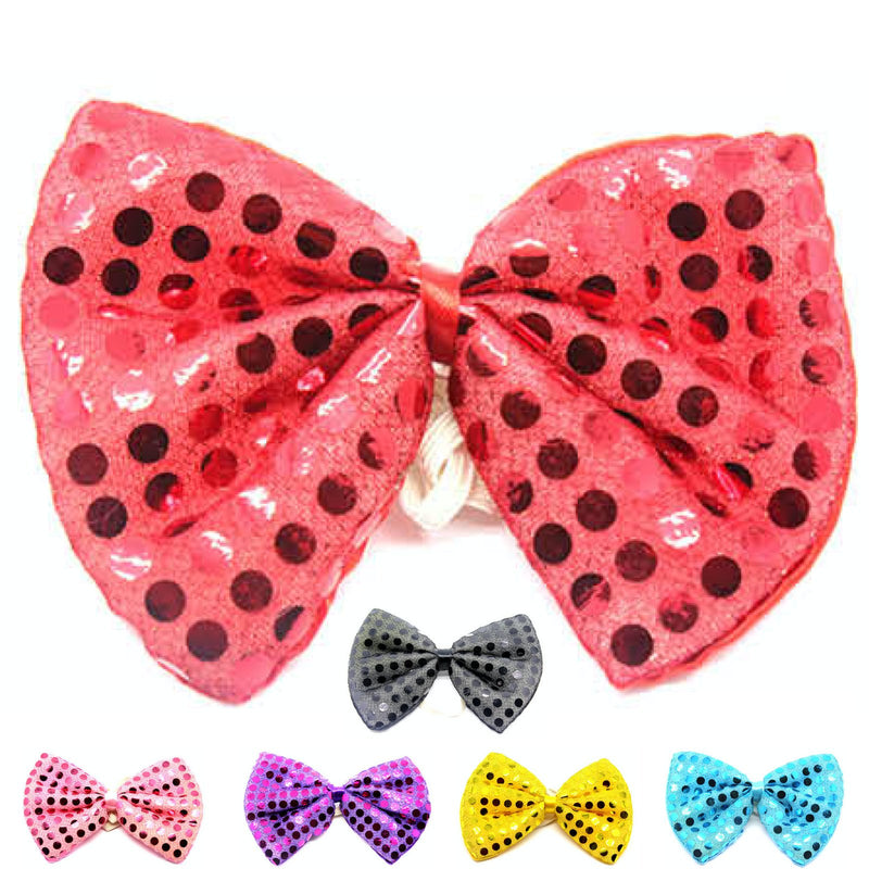 SEQUIN BOW TIE Polka Dots Bowtie Party Unisex Costume 13cm x 9cm Clown - Green - NuSea