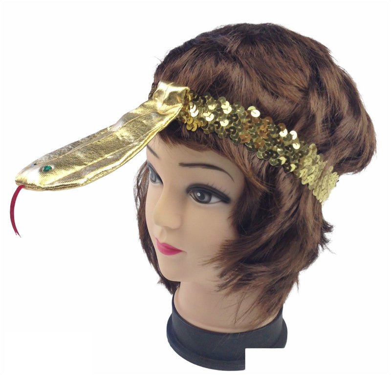 SEQUIN EGYPTIAN Headband Flapper Headpiece w Snake Fancy Dress Costume Cleopatra - NuSea