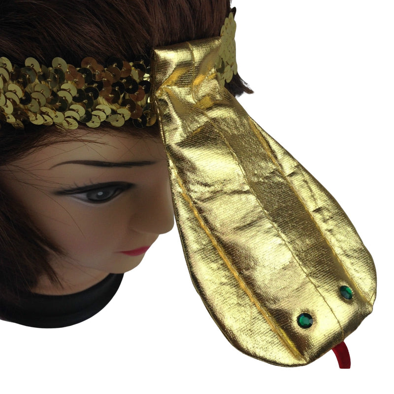 SEQUIN EGYPTIAN Headband Flapper Headpiece w Snake Fancy Dress Costume Cleopatra - NuSea