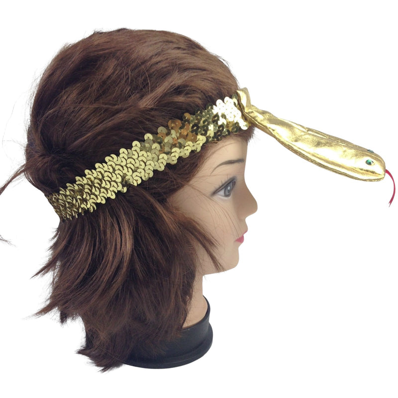 SEQUIN EGYPTIAN Headband Flapper Headpiece w Snake Fancy Dress Costume Cleopatra - NuSea