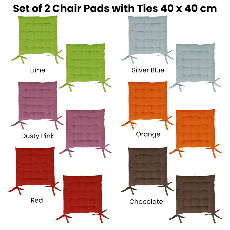 Set of 2 Chair Pads with Ties 40 x 40 cm Orange - NuSea