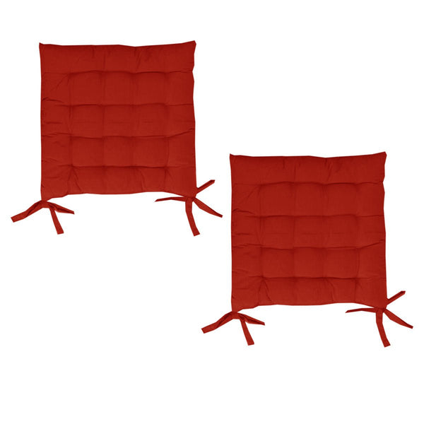 Set of 2 Chair Pads with Ties 40 x 40 cm Red - NuSea