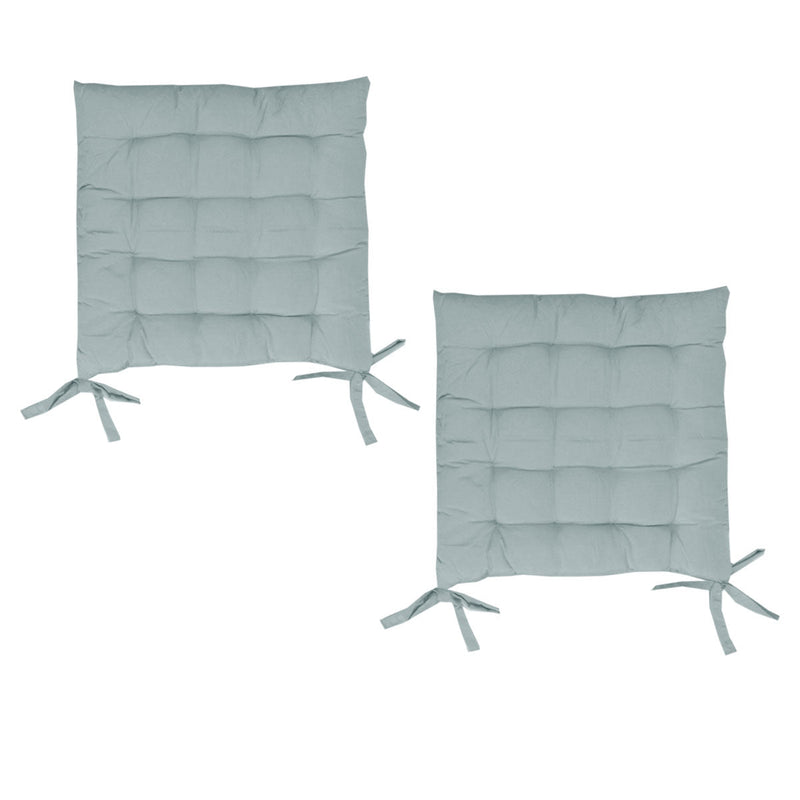 Set of 2 Chair Pads with Ties 40 x 40 cm Silver Blue - NuSea